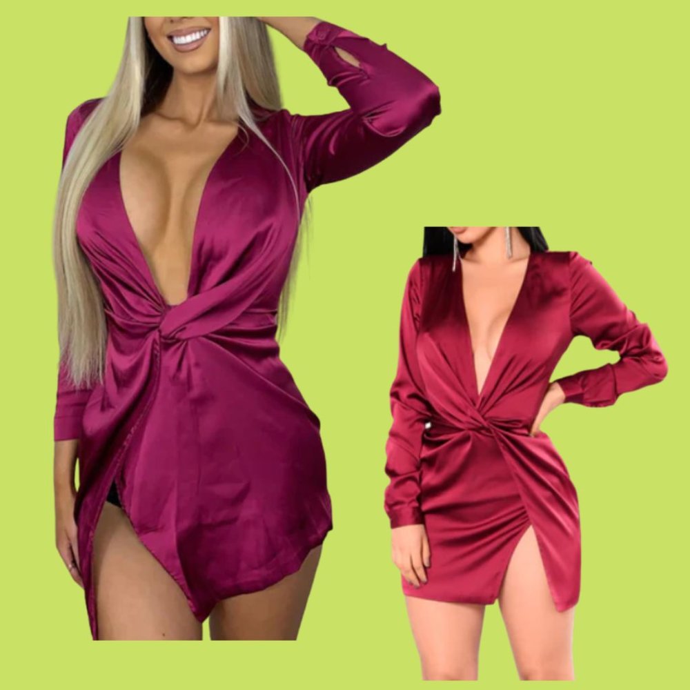 Fashion Nova Sugar Free Dress in Burgundy
